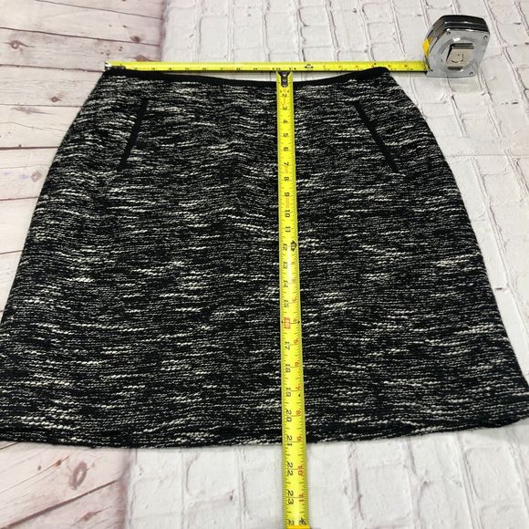 Talbots Women Black Tweed Skirt Wool Blend Pockets Size 10 Ribbon Trim M094 -24 - Picture 2 of 11